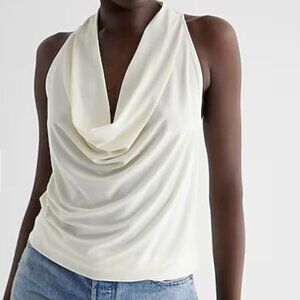 Express Draped Cowl Neck Racerback Tank NWT Swan Large